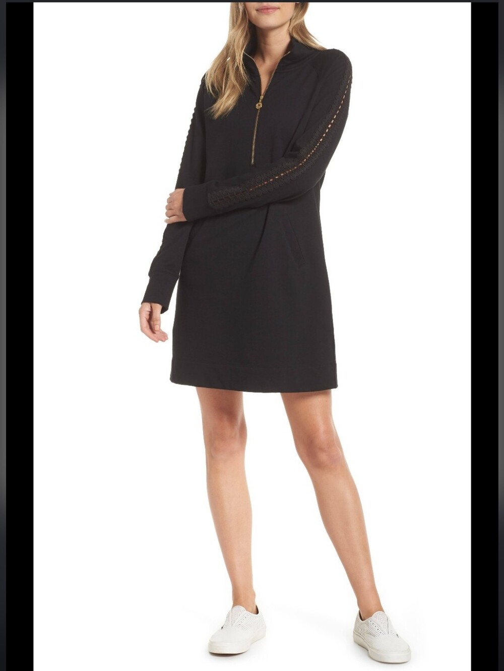 Lilly Pulitzer Womens Black Popover Eyelet Skipper Dress Sz S Pockets Onyx